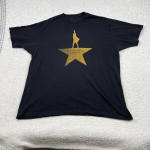Hamilton An American Musical Graphic T-Shirt Mens XL Black Gold Star Logo Cotton